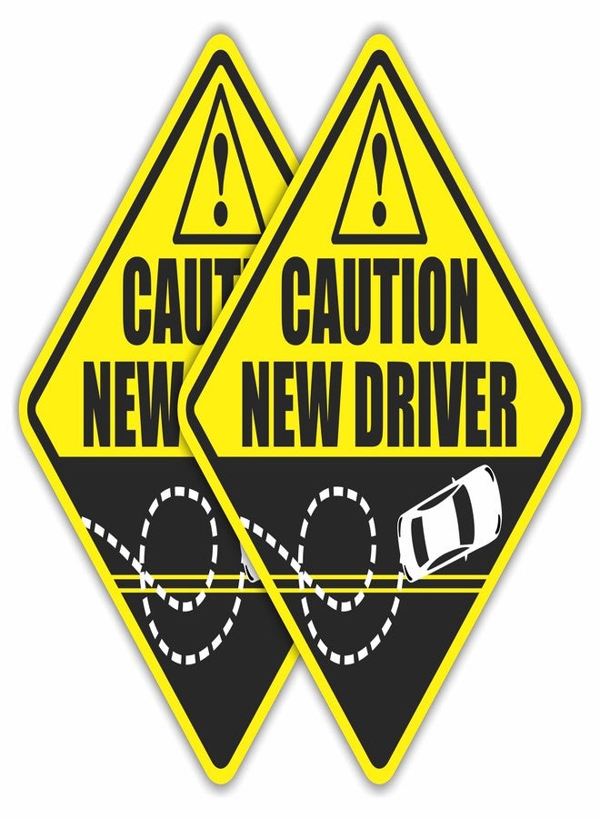 Larkmo Caution New Driver Funny Prank Car Magnet Sign Gag Gift for Young Women, Men, & Teens, Includes 2 Magnets, Great Joke Gift for New Drivers & Student Drivers Learning to Drive - Image 1